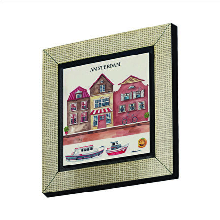 Amsterdam Görseli Baskılı MDF  Magnet(KRG-018)Buzdolabı Süsü