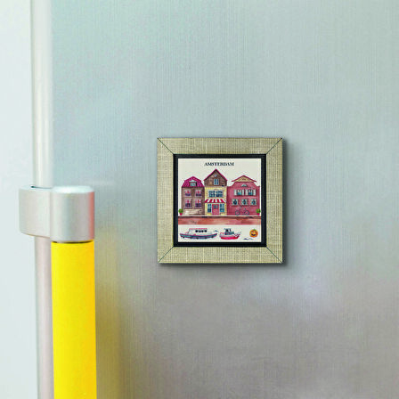 Amsterdam Görseli Baskılı MDF  Magnet(KRG-018)Buzdolabı Süsü
