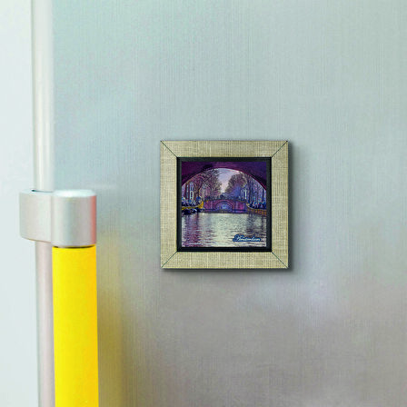 Amsterdam Görseli Baskılı MDF  Magnet(KRG-019)Buzdolabı Süsü