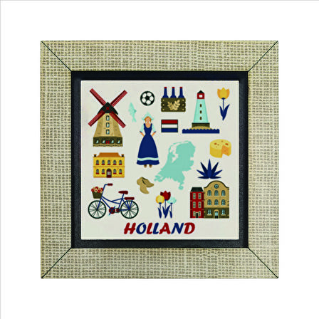Hollanda Sembolleri Baskılı MDF  Magnet(KRG-023)Buzdolabı Süsü