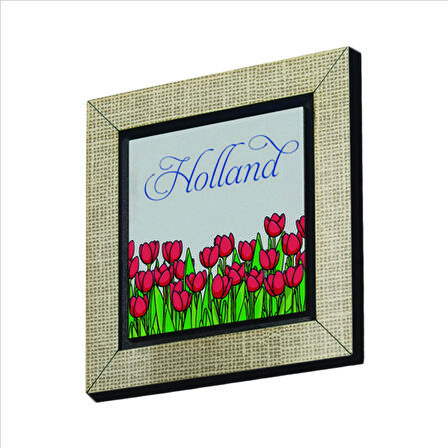 Hollanda Lale Görseli Baskılı MDF  Magnet(KRG-024)Buzdolabı Süsü