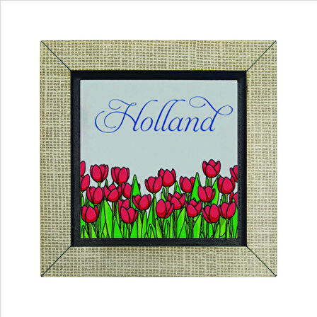 Hollanda Lale Görseli Baskılı MDF  Magnet(KRG-024)Buzdolabı Süsü