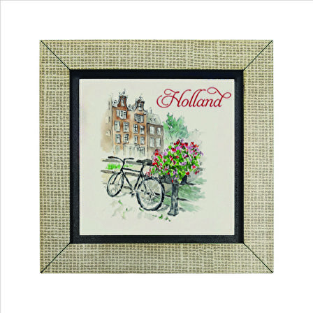 Hollanda  Bisklet Görseli Baskılı MDF  Magnet(KRG-039)Buzdolabı Süsü