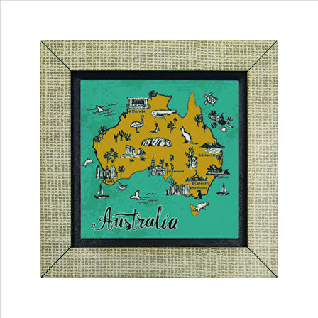 Avusturalya Sembolleri Baskılı MDF  Magnet(KRG-065)Buzdolabı Süsü