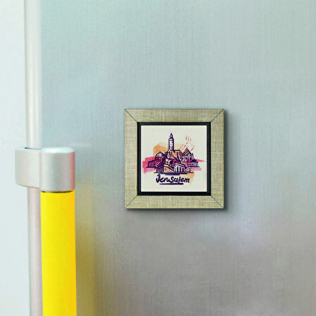 Kudüs Görseli Baskılı MDF  Magnet(KRG-067)Buzdolabı Süsü