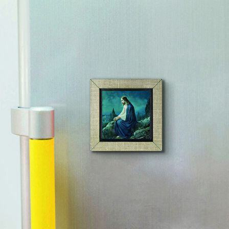 Hz. İsa Görseli Baskılı MDF  Magnet(KRG-094)Buzdolabı Süsü