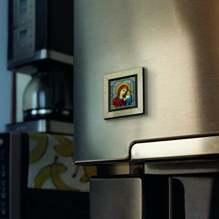 İsa ve Meryem Görseli Baskılı MDF  Magnet(KRG-097)Buzdolabı Süsü