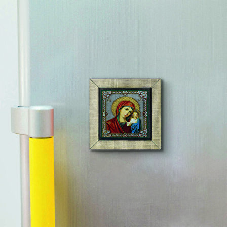 İsa ve Meryem Görseli Baskılı MDF  Magnet(KRG-097)Buzdolabı Süsü