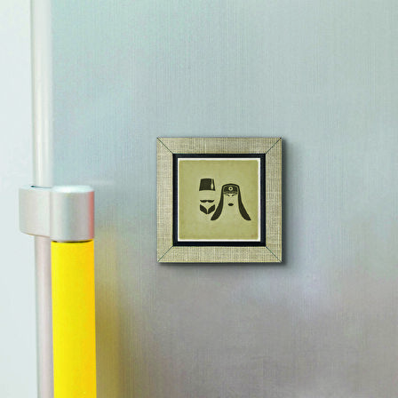 Osmanlı Kadın & Erkek ikon Baskılı MDF  Magnet(KRT-108)Buzdolabı Süsü