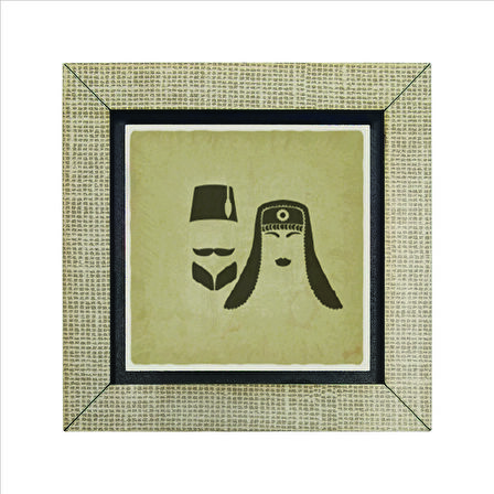 Osmanlı Kadın & Erkek ikon Baskılı MDF  Magnet(KRT-108)Buzdolabı Süsü