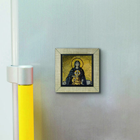 Ayasofya Hz. Meryem ve İsa  Mozaiği Baskılı MDF  Magnet(KRT-011)