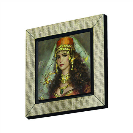 Osmanlı Kadın Çizimi Baskılı MDF  Magnet(KRT-110)Buzdolabı Süsü