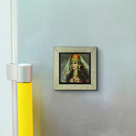 Osmanlı Kadın Çizimi Baskılı MDF  Magnet(KRT-110)Buzdolabı Süsü
