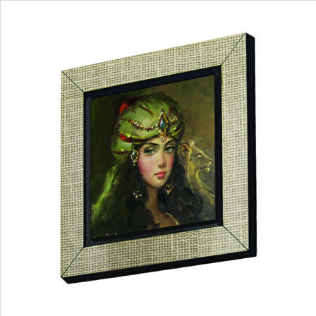 Osmanlı Kadın Çizimi Baskılı MDF  Magnet(KRT-111)Buzdolabı Süsü