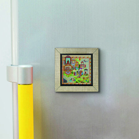Saray Bahçesi Minyatür Baskılı MDF  Magnet(KRT-119)Buzdolabı Süsü