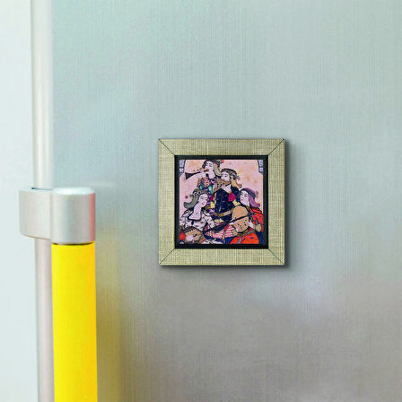 Müzisyen Kadınlar Minyatür Baskılı MDF  Magnet(KRT-125)Buzdolabı Süsü
