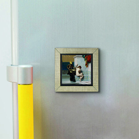 Türk Hamamında İki Kadın (Jean-Léon Gérôme, 1872) Baskılı MDF  Magnet(KRT-141)Buzdolabı Süsü