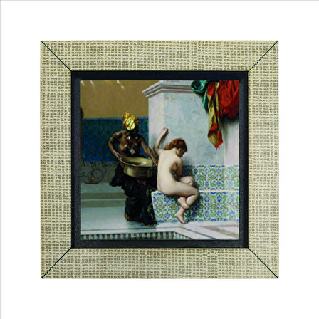 Türk Hamamında İki Kadın (Jean-Léon Gérôme, 1872) Baskılı MDF  Magnet(KRT-141)Buzdolabı Süsü