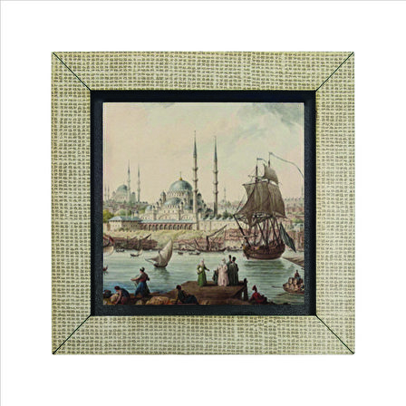 Eminönü Yeni Camii (Çizim, Osmanlı Dönemi) Baskılı MDF  Magnet(KRT-040)Buzdolabı Süsü