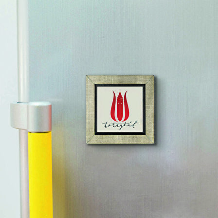 İstanbul Lalesi Galata Kulesi Baskılı MDF  Magnet(KRT-056)Buzdolabı Süsü