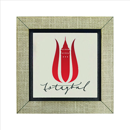 İstanbul Lalesi Galata Kulesi Baskılı MDF  Magnet(KRT-056)Buzdolabı Süsü