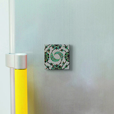 İznik Çinisi Baskılı Doğaltaş  Magnet(KD-010)Buzdolabı Süsü