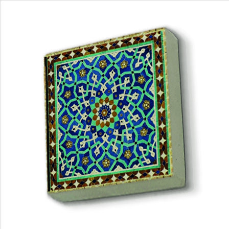 İran Geometrik Mozaiği Baskılı Doğaltaş  Magnet(KD-106)Buzdolabı Süsü