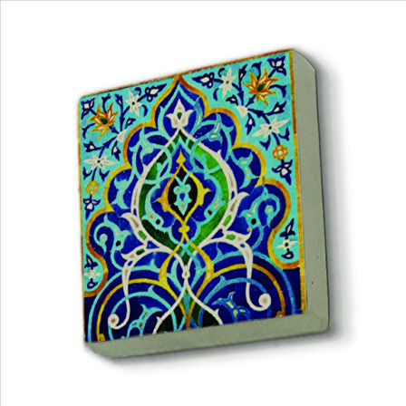 Çini Desen Baskılı Doğaltaş  Magnet(KD-012)Buzdolabı Süsü