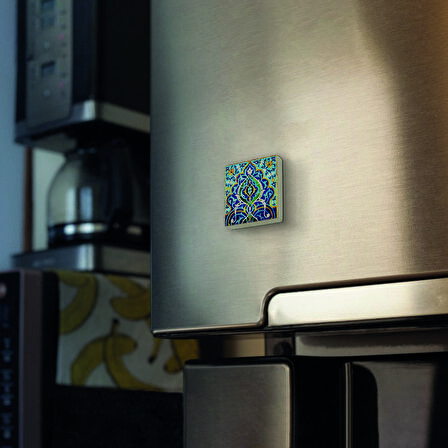 Çini Desen Baskılı Doğaltaş  Magnet(KD-012)Buzdolabı Süsü