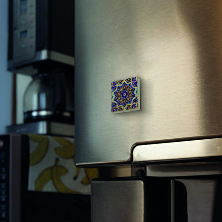 Çini Desen Baskılı Doğaltaş  Magnet(KD-013)Buzdolabı Süsü