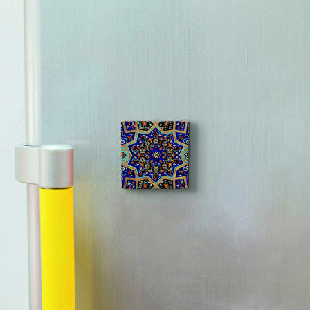 Çini Desen Baskılı Doğaltaş  Magnet(KD-013)Buzdolabı Süsü