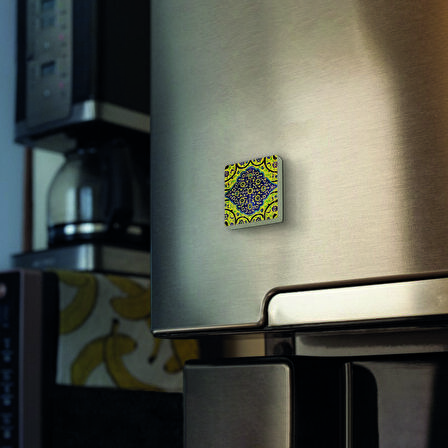 Çini Desen Baskılı Doğaltaş  Magnet(KD-015)Buzdolabı Süsü