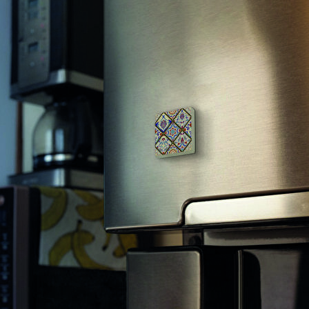 Çini Desen Baskılı Doğaltaş  Magnet(KD-027)Buzdolabı Süsü