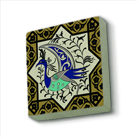 Tavus Kuşu Desen Baskılı Doğaltaş  Magnet(KD-031)Buzdolabı Süsü