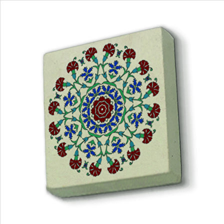 İznik Çini Desen Baskılı Doğaltaş  Magnet(KD-041)Buzdolabı Süsü