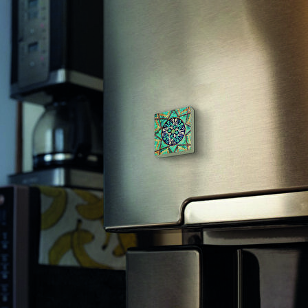 Çini Desen Baskılı Doğaltaş  Magnet(KD-043)Buzdolabı Süsü