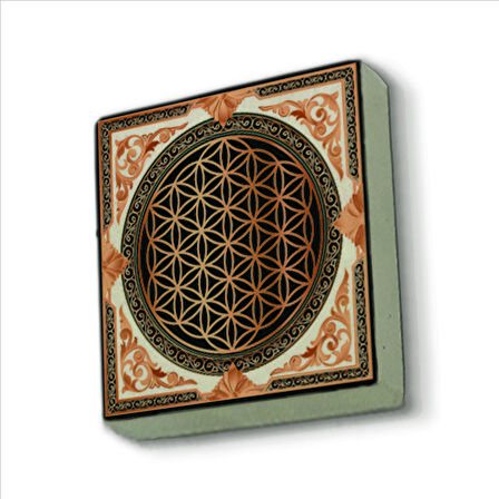 Yaşam Çiçeği Baskılı Doğaltaş  Magnet(KD-044)Buzdolabı Süsü