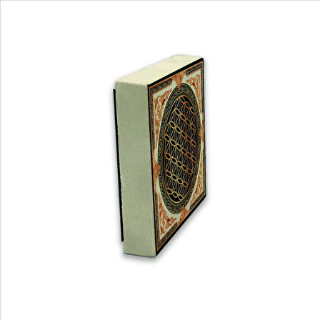 Yaşam Çiçeği Baskılı Doğaltaş  Magnet(KD-044)Buzdolabı Süsü