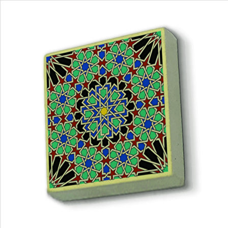 Çini Desen Baskılı Doğaltaş  Magnet(KD-047)Buzdolabı Süsü