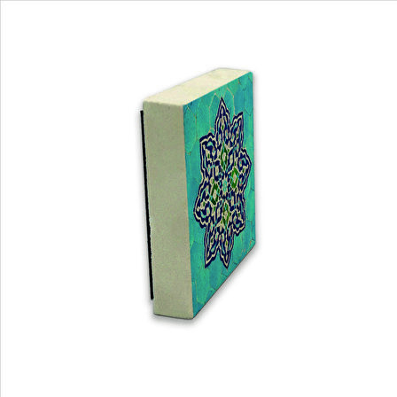 İran Geometrik Çini Desen Baskılı Doğaltaş  Magnet(KD-051)Buzdolabı Süsü