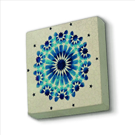 Rumi Desen Baskılı Doğaltaş  Magnet(KD-055)Buzdolabı Süsü
