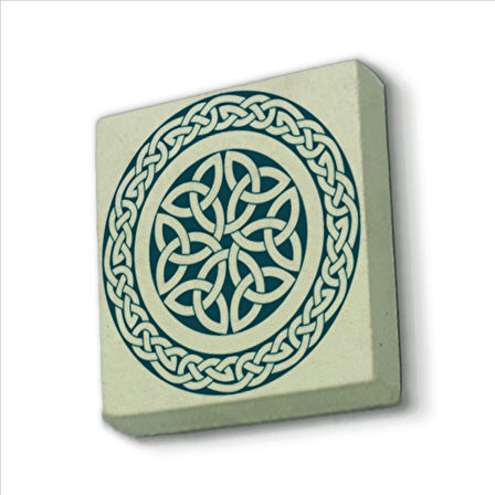 Keltik Stili Yuvarlak Desen Baskılı Doğaltaş  Magnet(KD-056)Buzdolabı Süsü