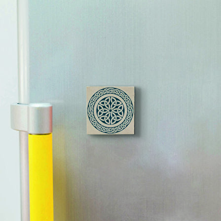 Keltik Stili Yuvarlak Desen Baskılı Doğaltaş  Magnet(KD-056)Buzdolabı Süsü