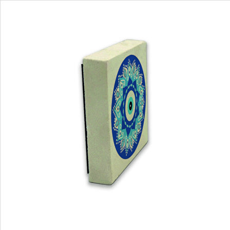 Nazar Boncuklu Desen Baskılı Doğaltaş  Magnet(KD-057)Buzdolabı Süsü