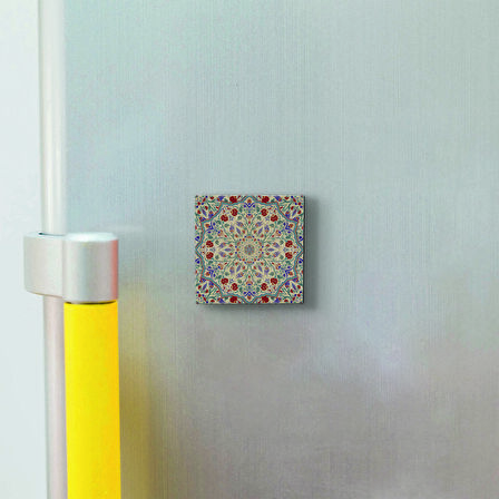Osmanlı Çini Deseni Baskılı Doğaltaş  Magnet(KD-070)Buzdolabı Süsü