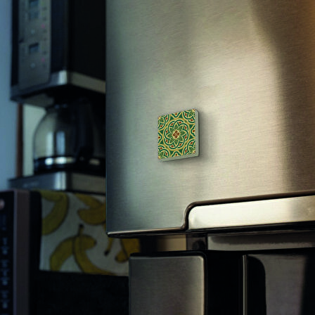 Bizans Deseni Baskılı Doğaltaş  Magnet(KD-085)Buzdolabı Süsü