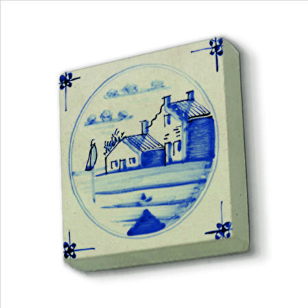 Hollanda Deseni Baskılı Doğaltaş  Magnet(KD-094)Buzdolabı Süsü