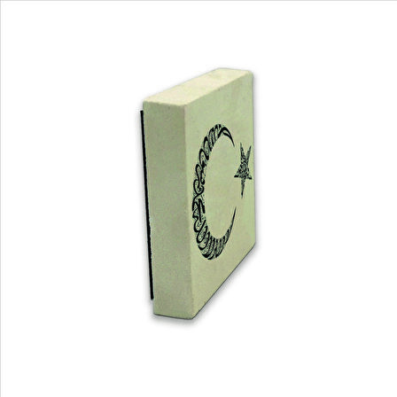 Kelime-i Tevhid (Hilal) Besmele (Yıldız) Baskılı Doğaltaş  Magnet(KH-219)Buzdolabı Süsü