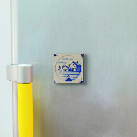 Hollanda Deseni Baskılı Doğaltaş  Magnet(KD-094)Buzdolabı Süsü
