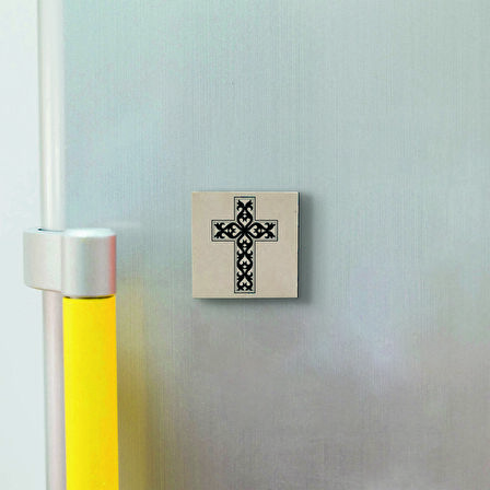 Haç Baskılı Doğaltaş  Magnet(KRG-107)Buzdolabı Süsü